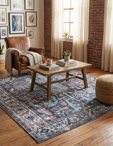 Black Washable Mangata Square Rug
