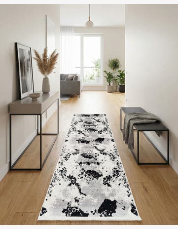 Black and White Milano Runner Rug