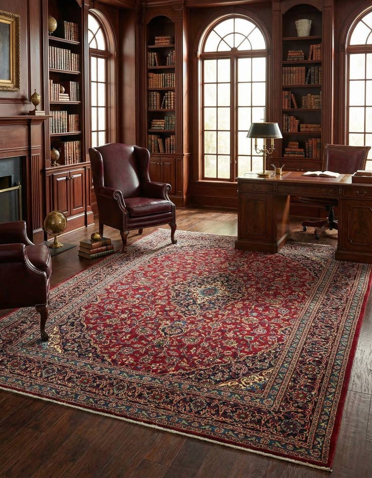 Detail image of 9' 10 x 12' 10  Hand Knotted Mashad Persian Wool Rug