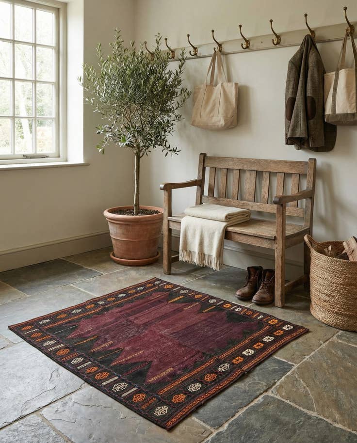 Detail image of 4' 2 x 4' 6 Hand Knotted Kilim Fars Persian Wool Square Rug
