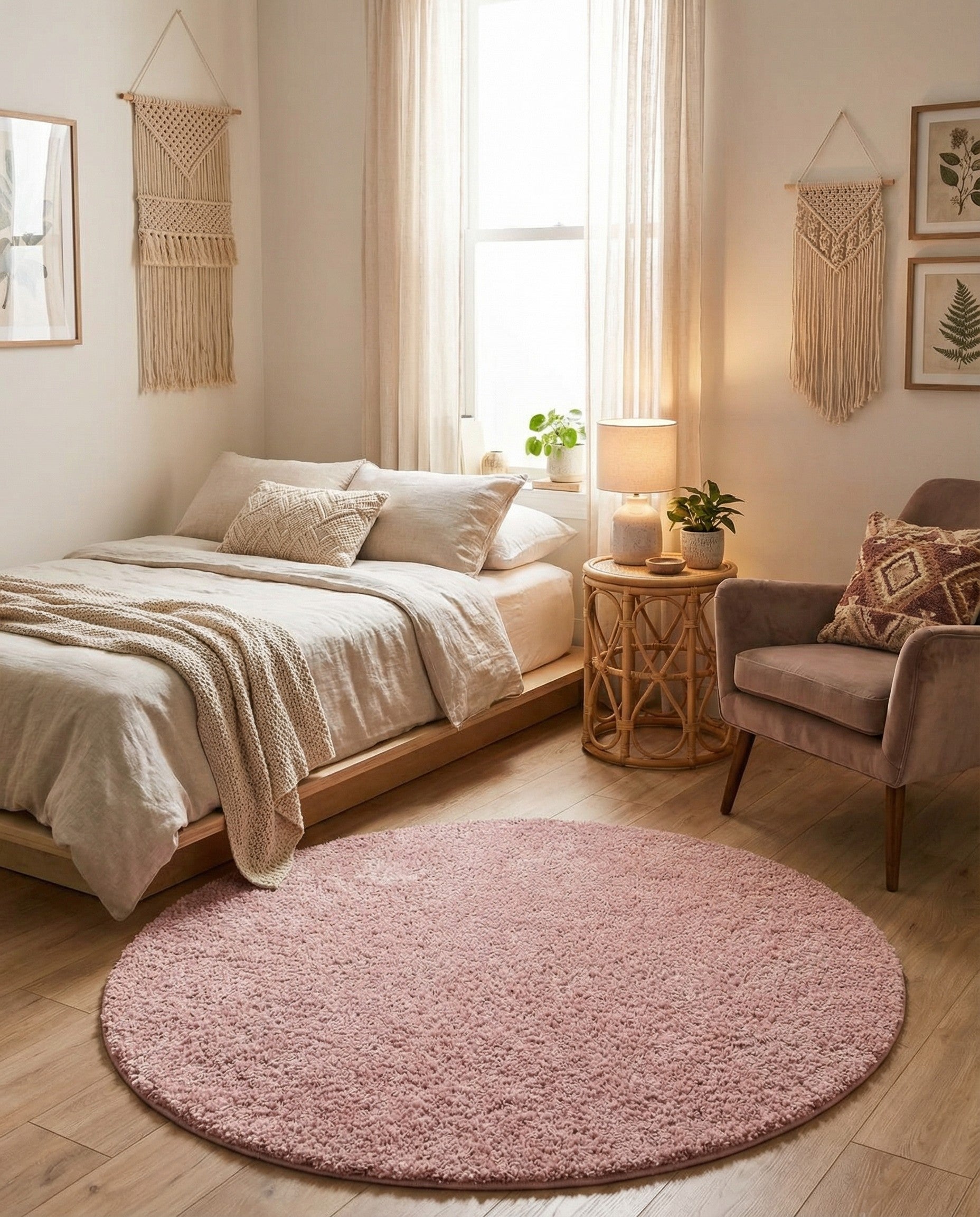  3' 3 x 3' 3 Soft Solid Shag Round Rug