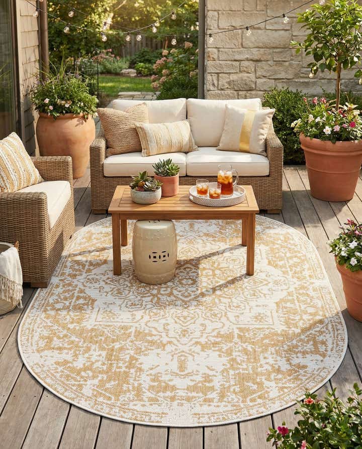 5' 3 x 8' Easy-Clean Jill Zarin Dubai Indoor / Outdoor Oval Rug