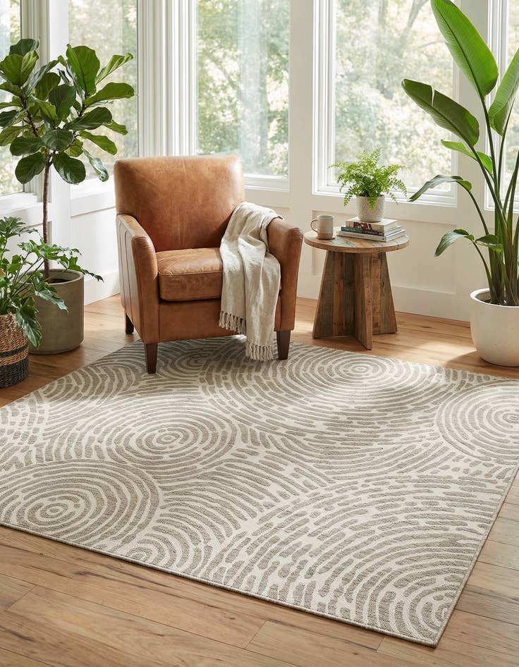 Detail image of  7' 10 x 7' 10  Washable Modern Indoor / Outdoor Square Rug
