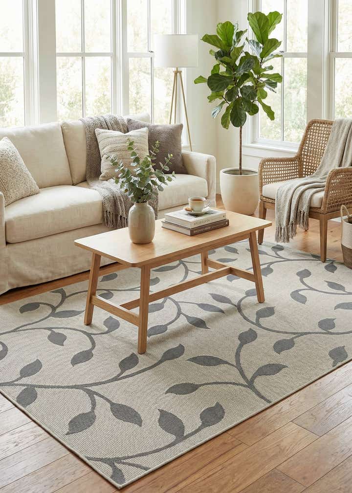 6' x 9' Easy-Clean Botanical Indoor / Outdoor Rug