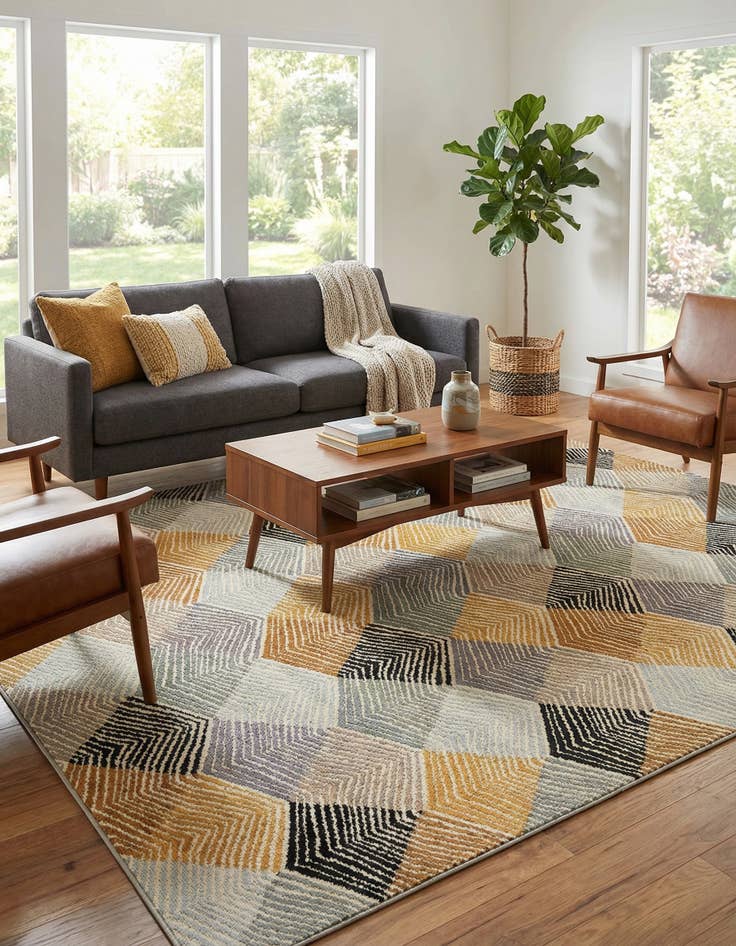 Detail image of 7' 10 x 10' Easy-Clean Modern Indoor / Outdoor Rug
