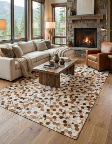 5' x 7' 10 Cowhide Leather Rug