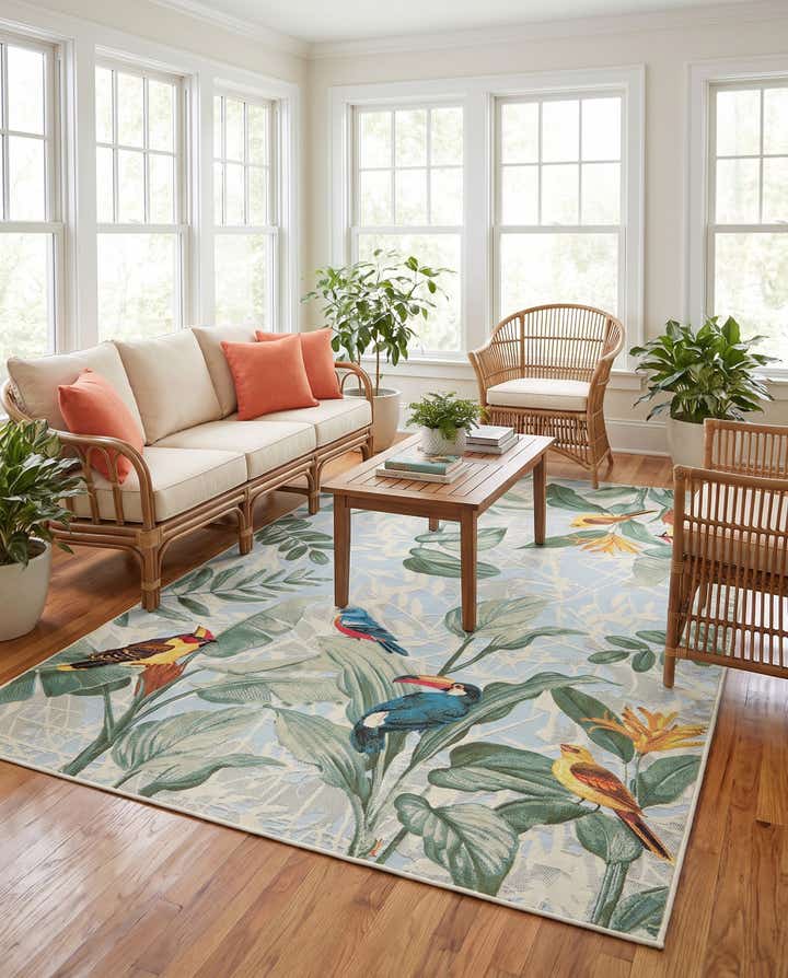 6' x 9' Easy-Clean Botanical Indoor / Outdoor Rug