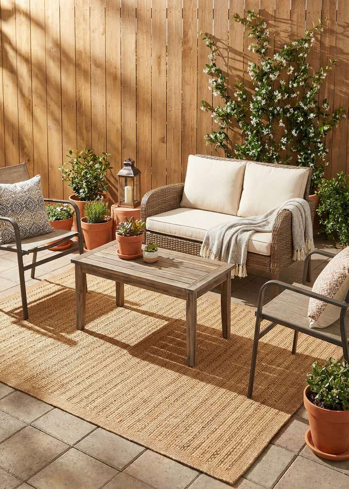 6' x 9' Easy-Clean Border Indoor / Outdoor Rug