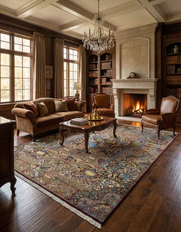 9' 9 x 13' Hand Knotted Kashmar Persian Wool Rug