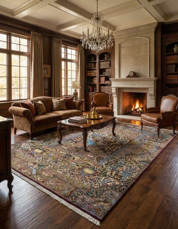 9' 9 x 13' Hand Knotted Kashmar Persian Wool Rug