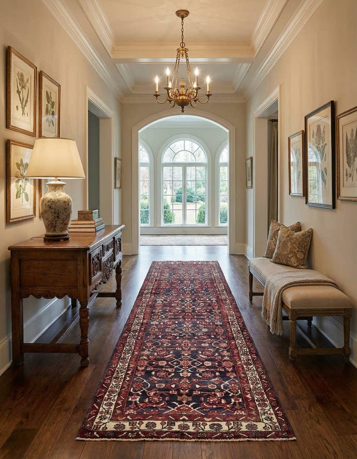 Detail image of  3' 6 x 9' 8  Hand Knotted Hossainabad Persian Wool Runner Rug