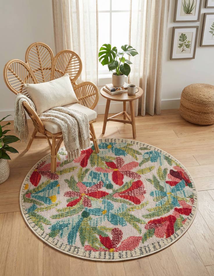 Detail image of  3' x 3'  Washable Casablanca Indoor / Outdoor Round Rug