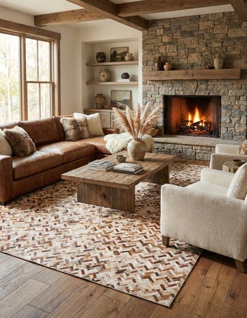 8' 2 x 10' 2 Cowhide Leather Rug