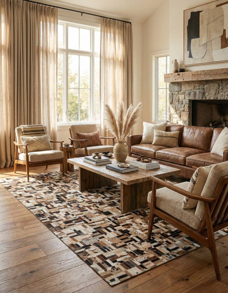 Detail image of  5' x 7' 11 Cowhide - Patchwork Rug