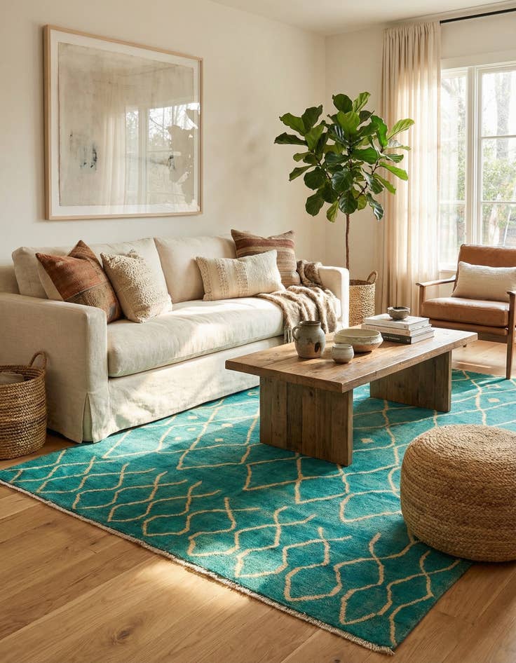 Detail image of 5' 8 x 8'  Hand Knotted Darya Wool Rug