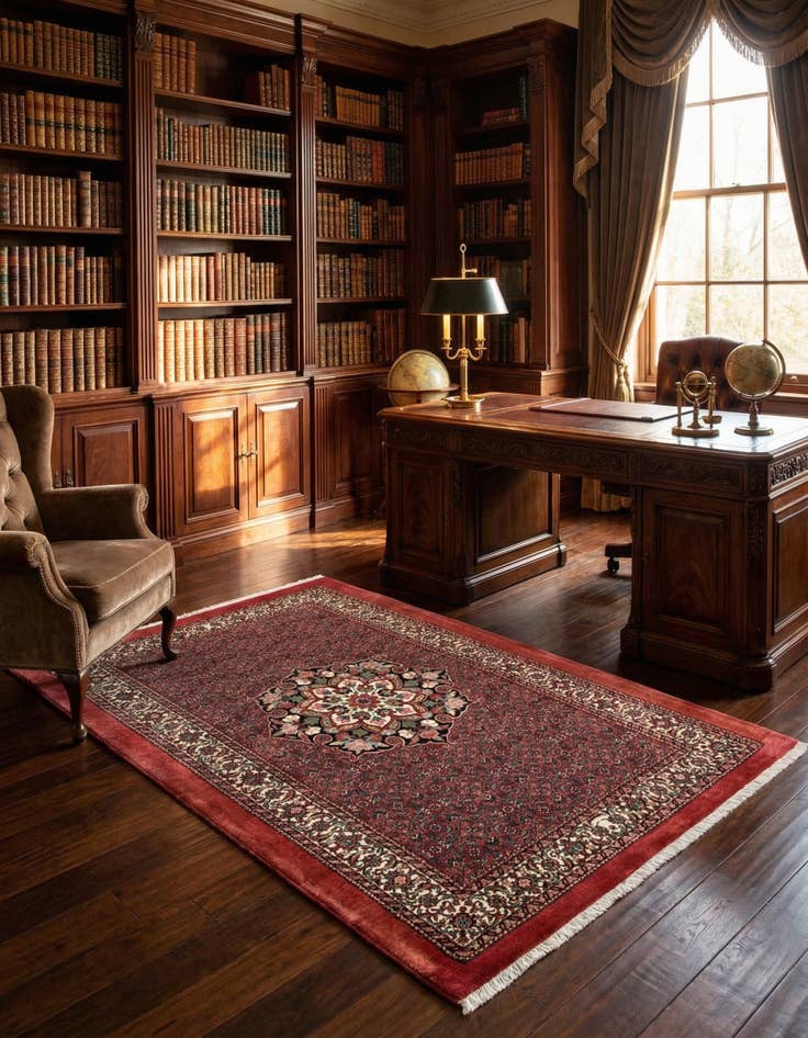 Detail image of  3' 8 x 5' 10 Bidjar With Silk Rug