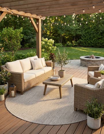 10' x 10' Easy-Clean Solid Indoor / Outdoor Round Rug