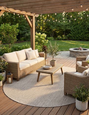 10' x 10' Easy-Clean Solid Indoor / Outdoor Round Rug