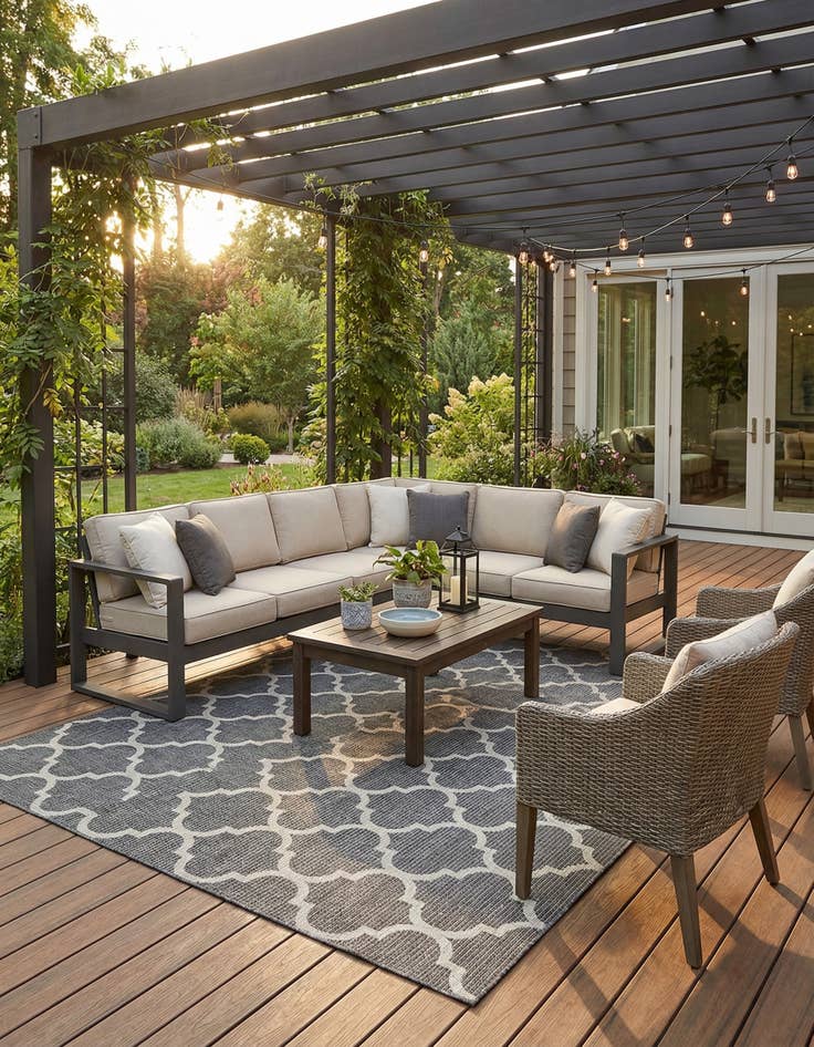 Detail image of 10' 8 x 10' 8  Washable Trellis Indoor / Outdoor Square Rug