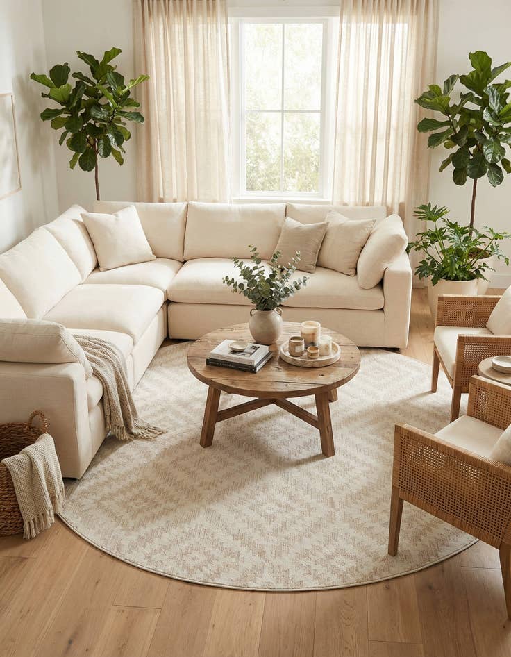 Detail image of 10' x 10'  Washable Sabrina Soto Indoor / Outdoor Round Rug