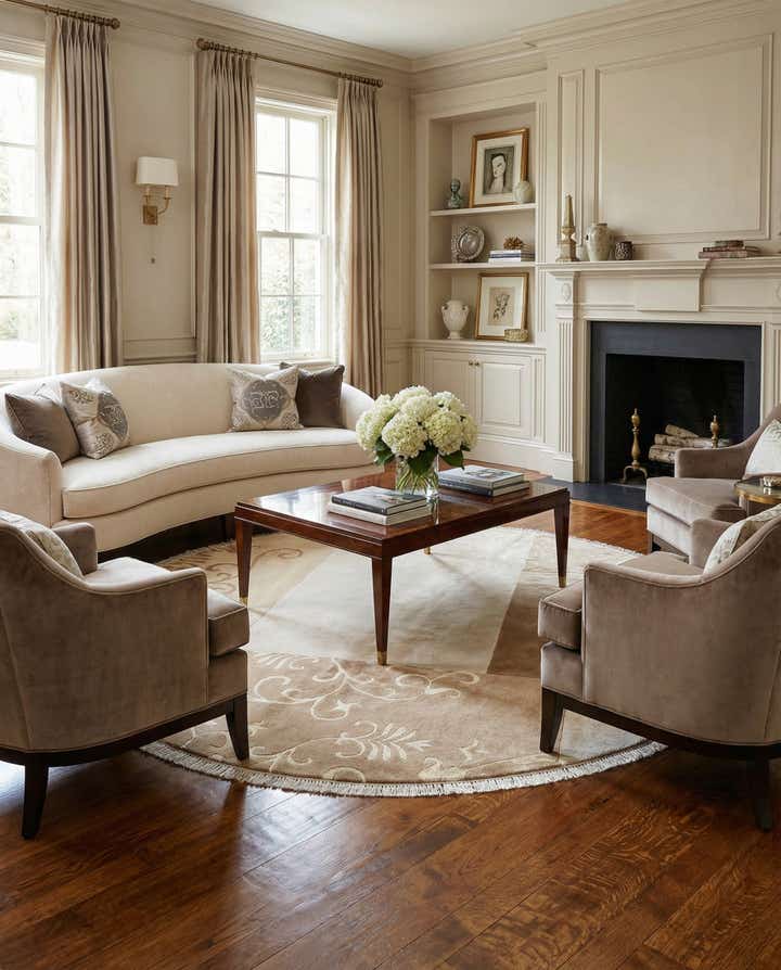 6' 6 x 6' 6 Hand Knotted Darya Wool Round Rug