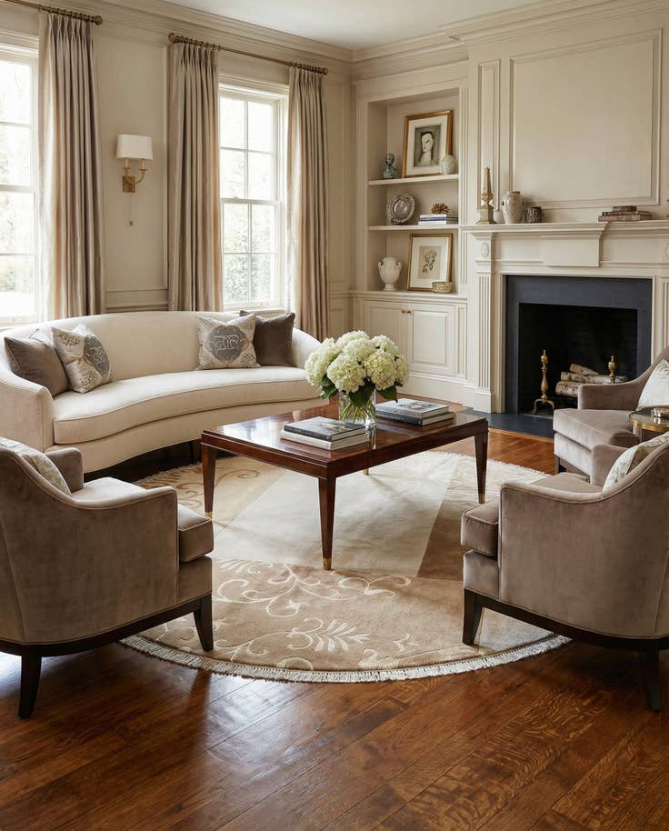 Detail image of 6' 6 x 6' 6 Hand Knotted Darya Wool Round Rug