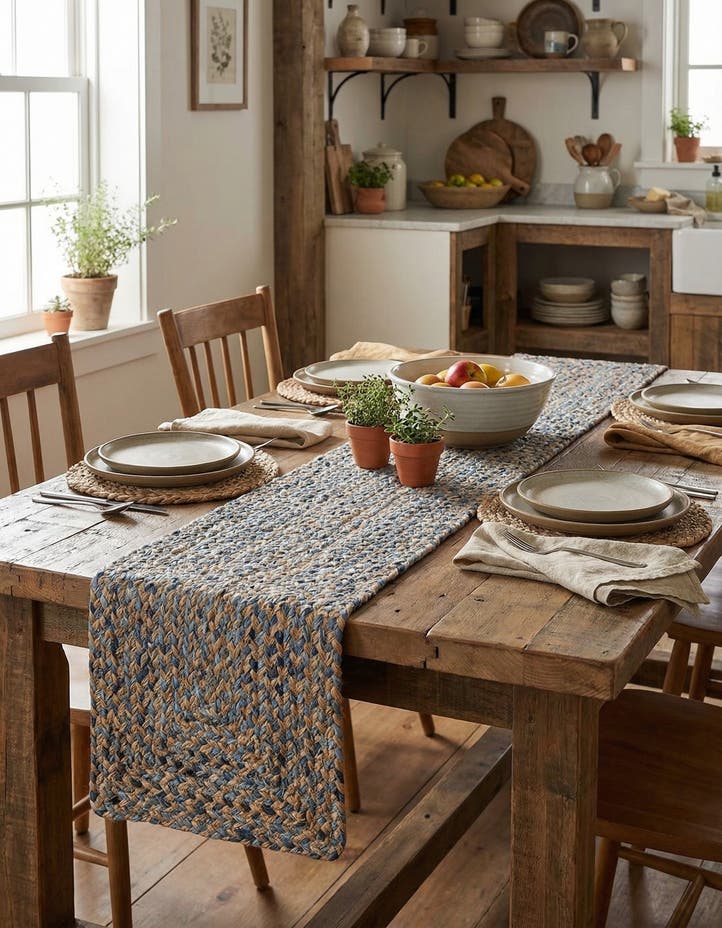 1' 2 x 8' Handmade Braided Chindi Table Ru...