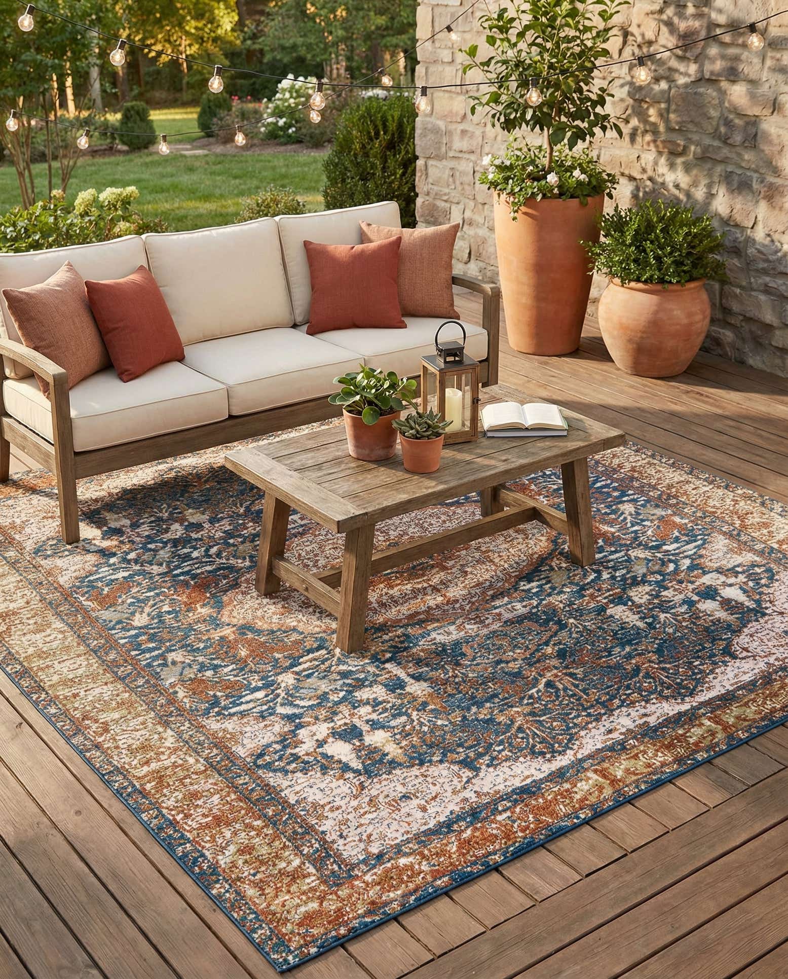 7' 10 x 10' Easy-Clean Traditional Indoor / Outdoor Rug