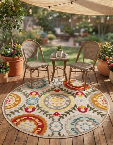 6' x 6' Easy-Clean Casablanca Indoor / Outdoor Round Rug