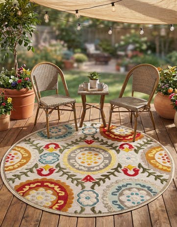 6' x 6' Easy-Clean Casablanca Indoor / Outdoor Round Rug