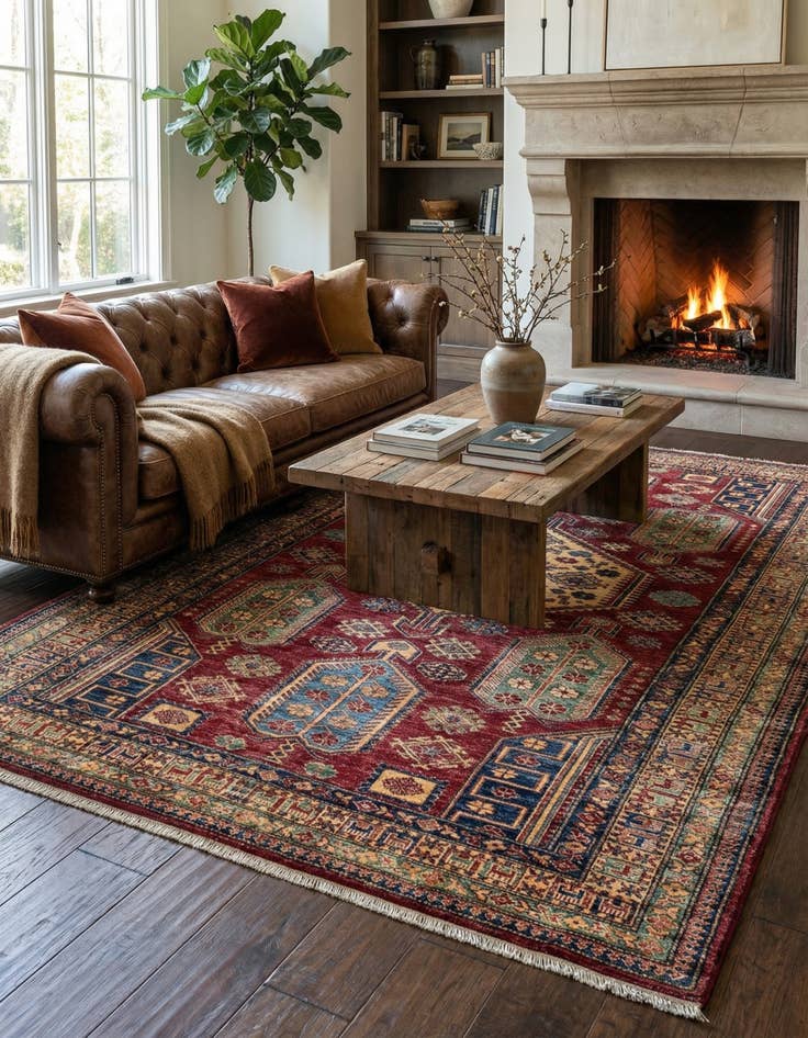 Detail image of 6' 1 x 9' 1  Hand Knotted Kazak Wool Rug