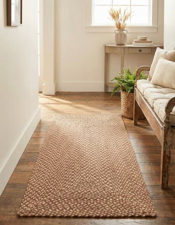 2' x 4' 1 Handmade Tweed Braided Jute Runner Rug