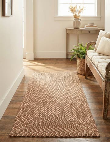 2' x 4' 1 Handmade Tweed Braided Jute Runner Rug