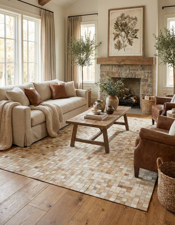 Detail image of 5' 1 x 8' 1 Cowhide - Patchwork Rug