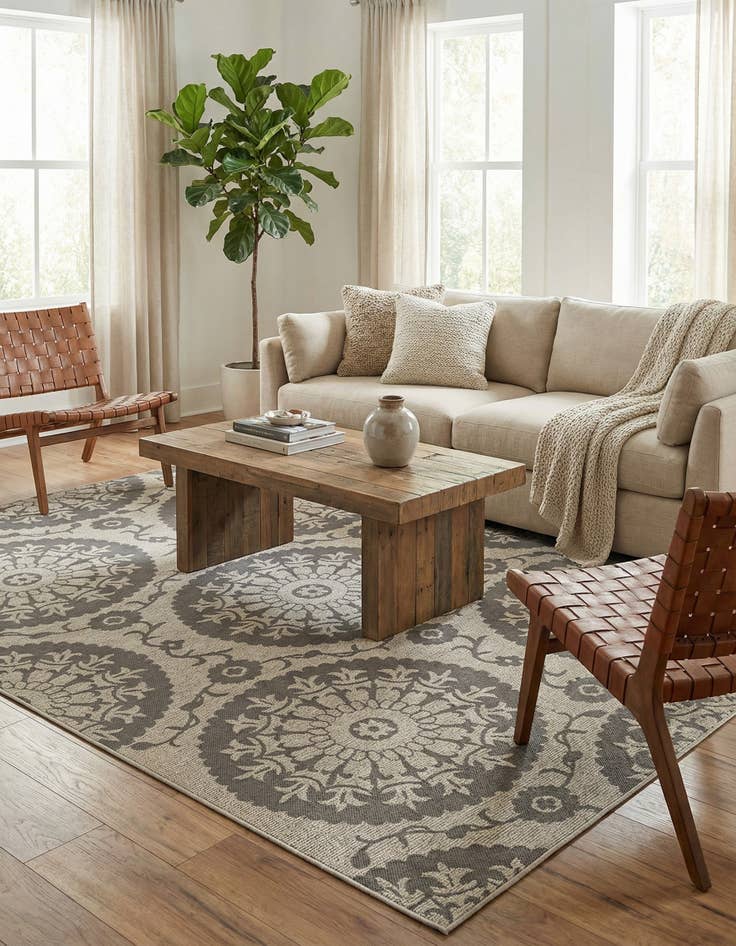 Detail image of 7' x 10'  Washable Botanical Indoor / Outdoor Rug