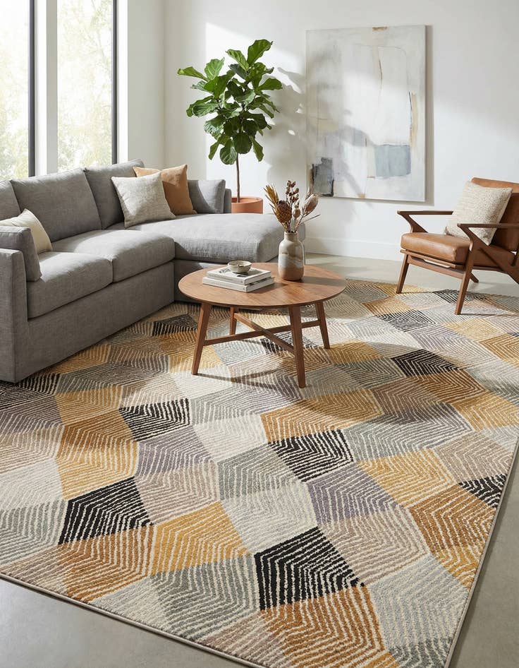 Detail image of  9' x 12'  Washable Modern Indoor / Outdoor Rug