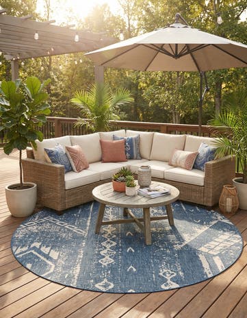 10' 8 x 10' 8 Easy-Clean Bohemian Indoor / Outdoor Round Rug
