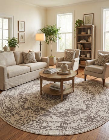 White Arlington Round Rug