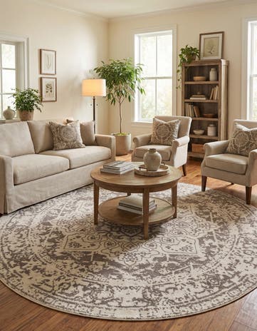 White Arlington Round Rug