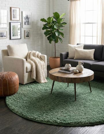 Green Everyday Shag Round Rug