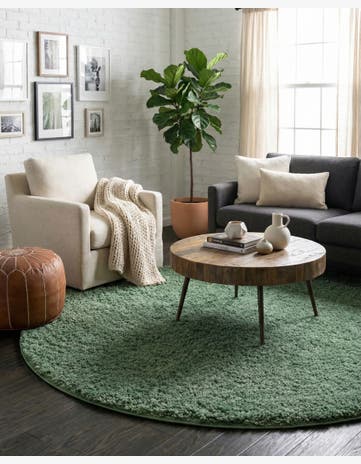 Green Everyday Shag Round Rug