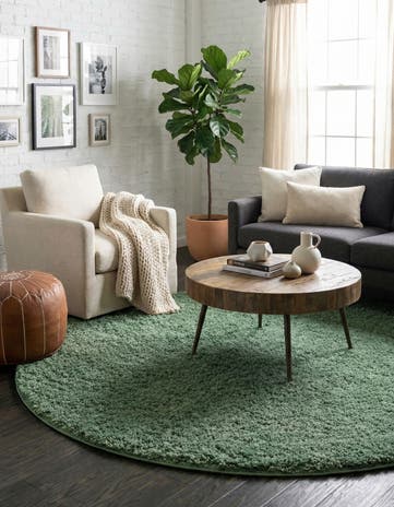 Green Everyday Shag Round Rug