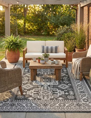 5' 3 x 7' Easy-Clean Aztec Indoor / Outdoor Rug