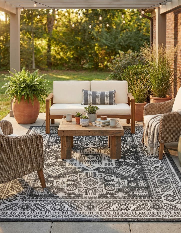 5' 3 x 7' Easy-Clean Aztec Indoor / Outdoor ...