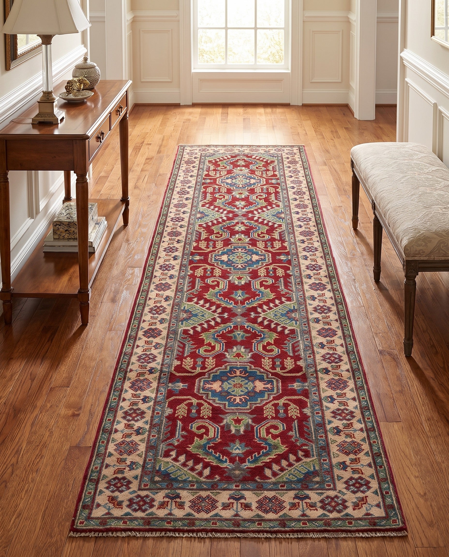 85cm x 300cm Hand Knotted Kazak Runner Rug