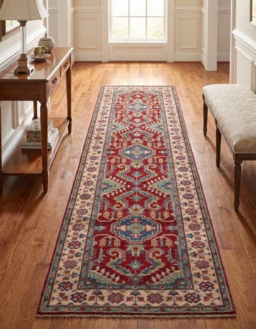 85cm x 300cm Hand Knotted Kazak Runner Rug