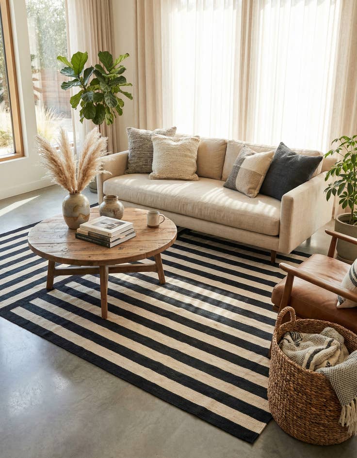 Detail image of 5' 6 x 8'  Hand Woven Kilim Modern Wool Rug