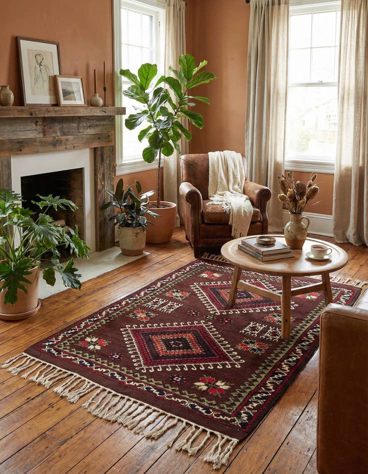 Detail image of  4' x 6'  Hand Knotted Gharajeh Wool Rug