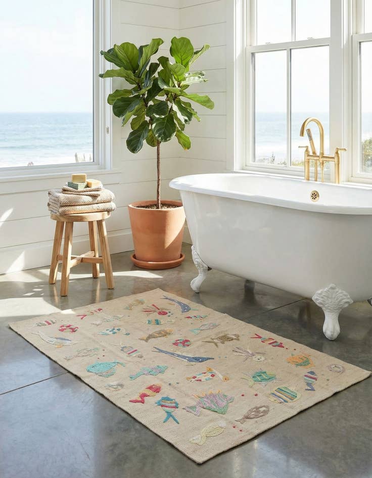 Detail image of 3' 2 x 4' 10  Hand Woven Kilim Suzani Wool Rug