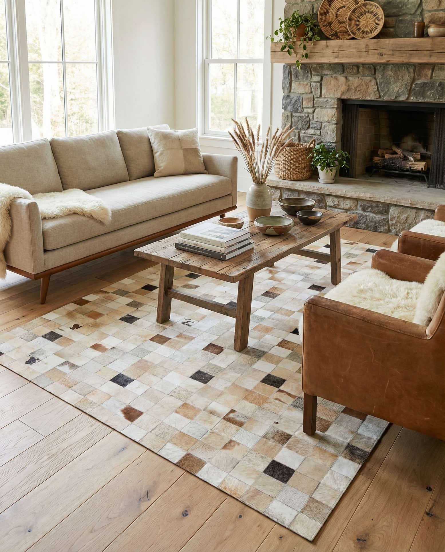 5' 1 x 7' 10 Cowhide Stocks Rug